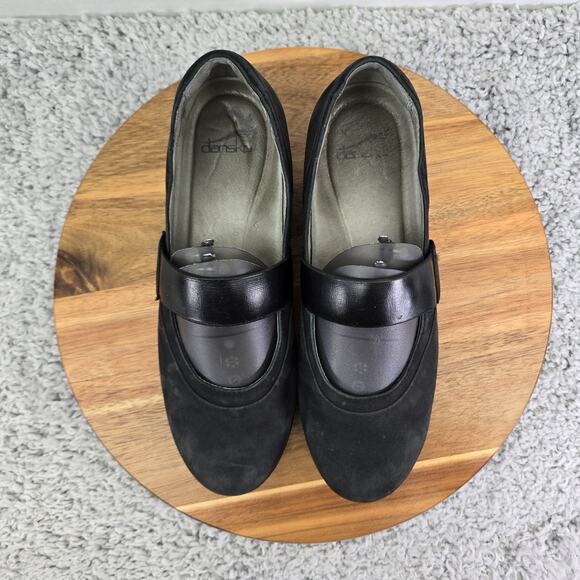 Dansko Kendra Black Milled Nubuck Mary Jane Wedge Comfort Walking Shoe Womens 38 - Picture 6 of 16